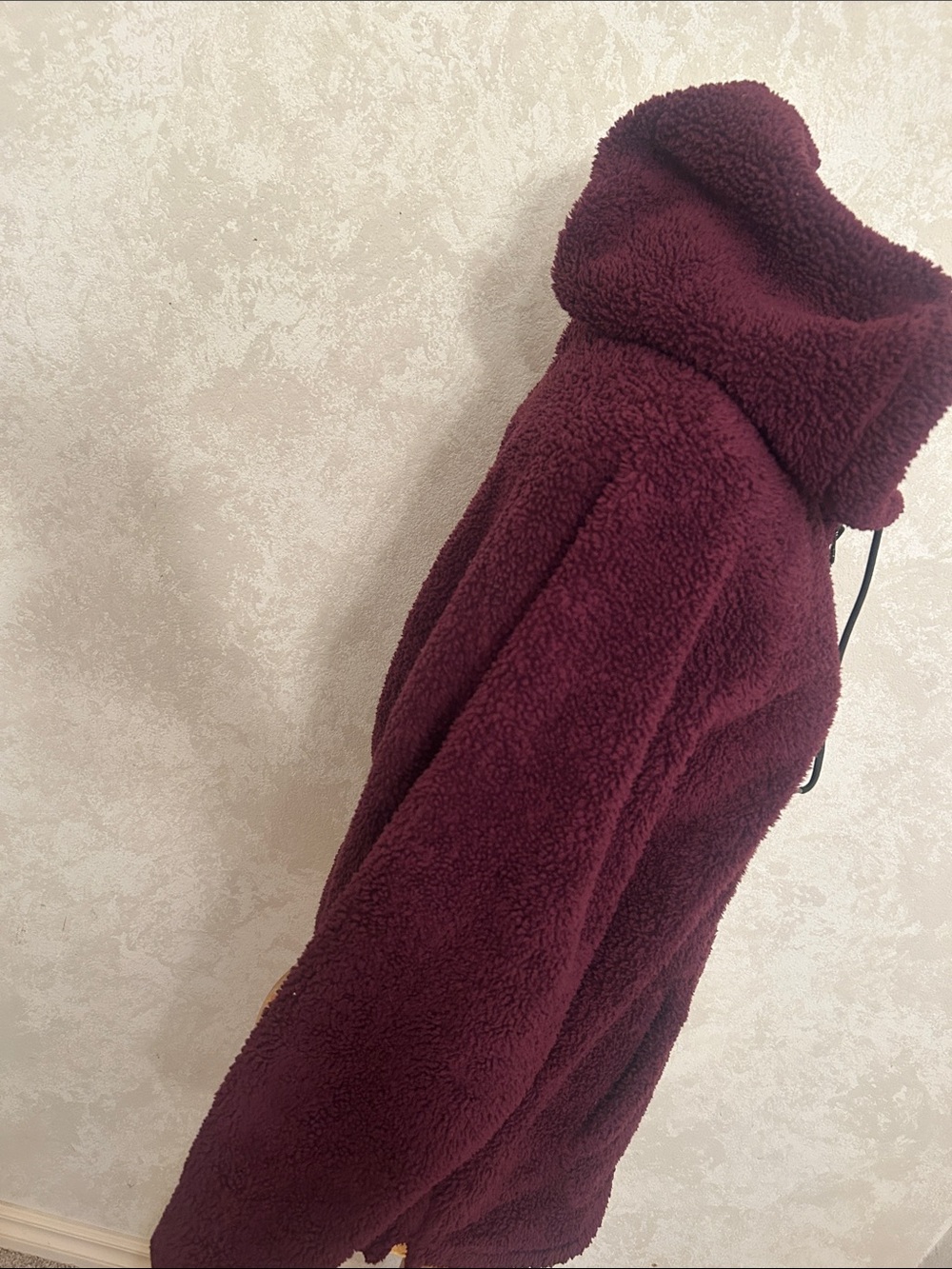 PINK Victoria's Secret Plum Fizzy Sherpa Cozy Half-Zip Hoodie Size Small - Picture 3 of 9